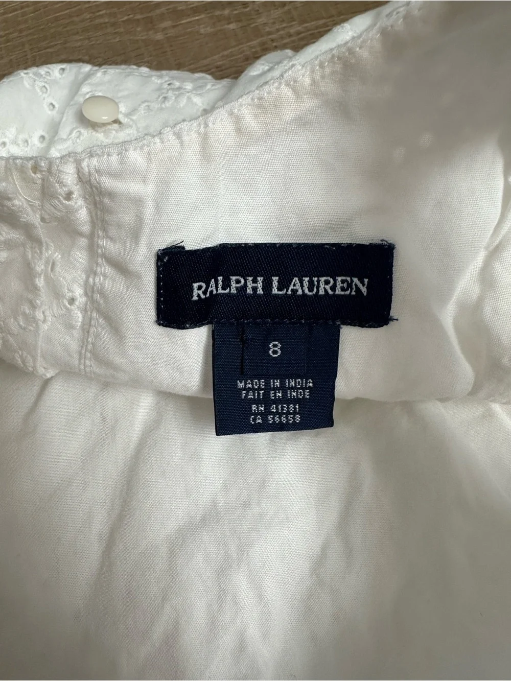 Ralph Lauren White Eyelet Sleeveless Dress for Girls